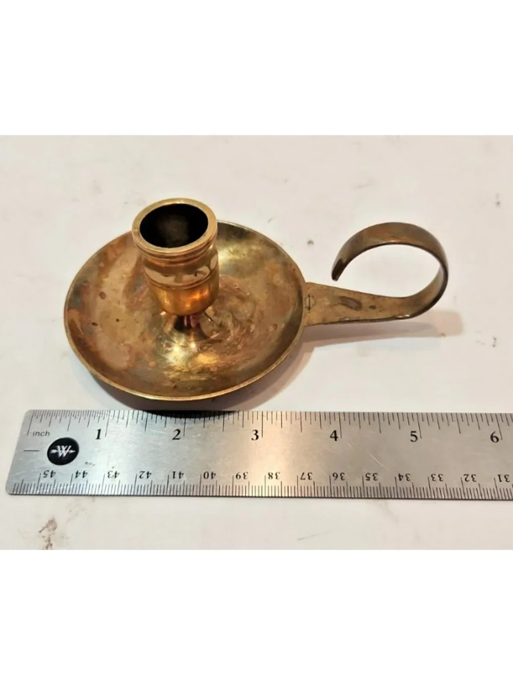 Vintage Brass Finger Hold Classic Candle Holder 1.5